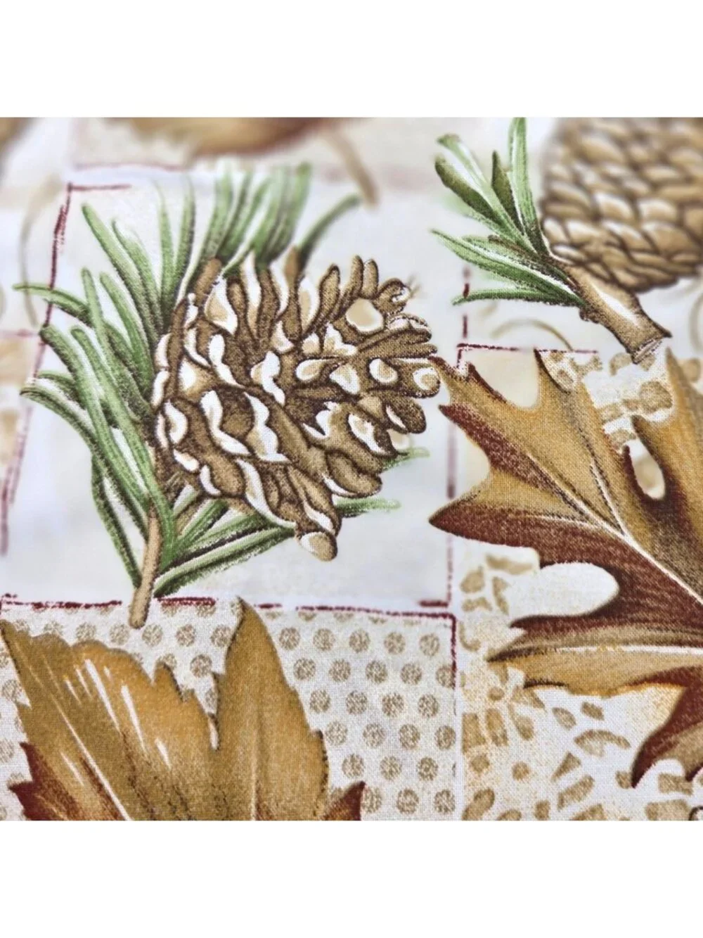 Autumn Pinecones & Leaves Cotton Fabric Oakhurst Textiles OOP 3 Yards Continuous